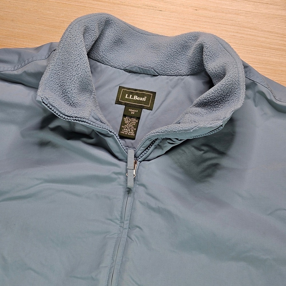 LL Bean Warm-Up Jacket Women 3X Blue Fleece Lined Full Zip Lightweight Outdoor